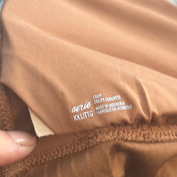 Aerie Ribbed Shine Longline Tie Front Triangle Bikini Top Size XXL - Picture 5 of 9